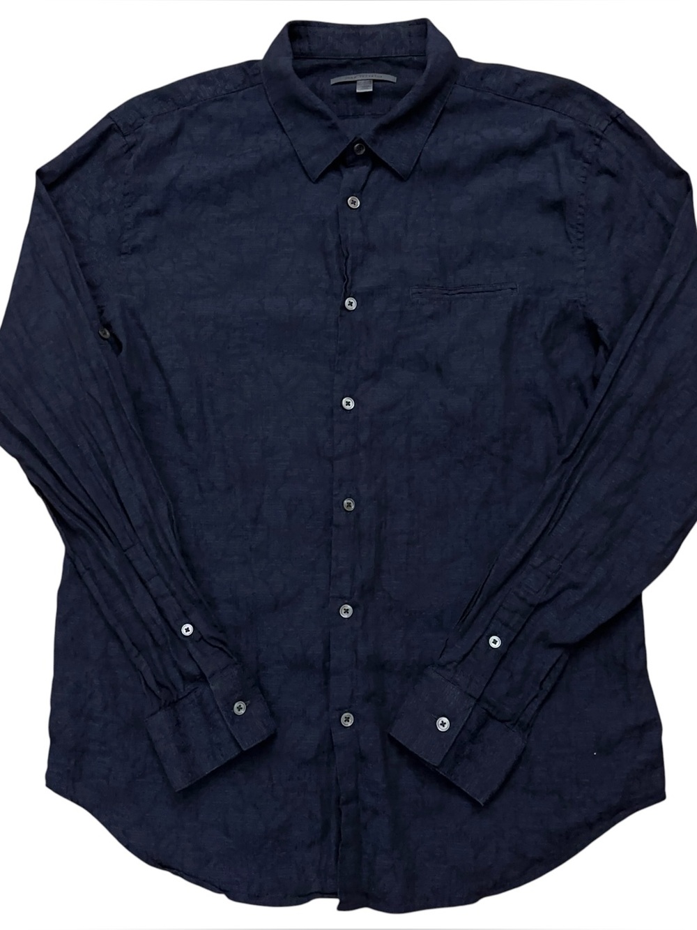 John Varvatos Shirt Mens L Long Sleeve Button Floral Roll Tab Lightweight Blue